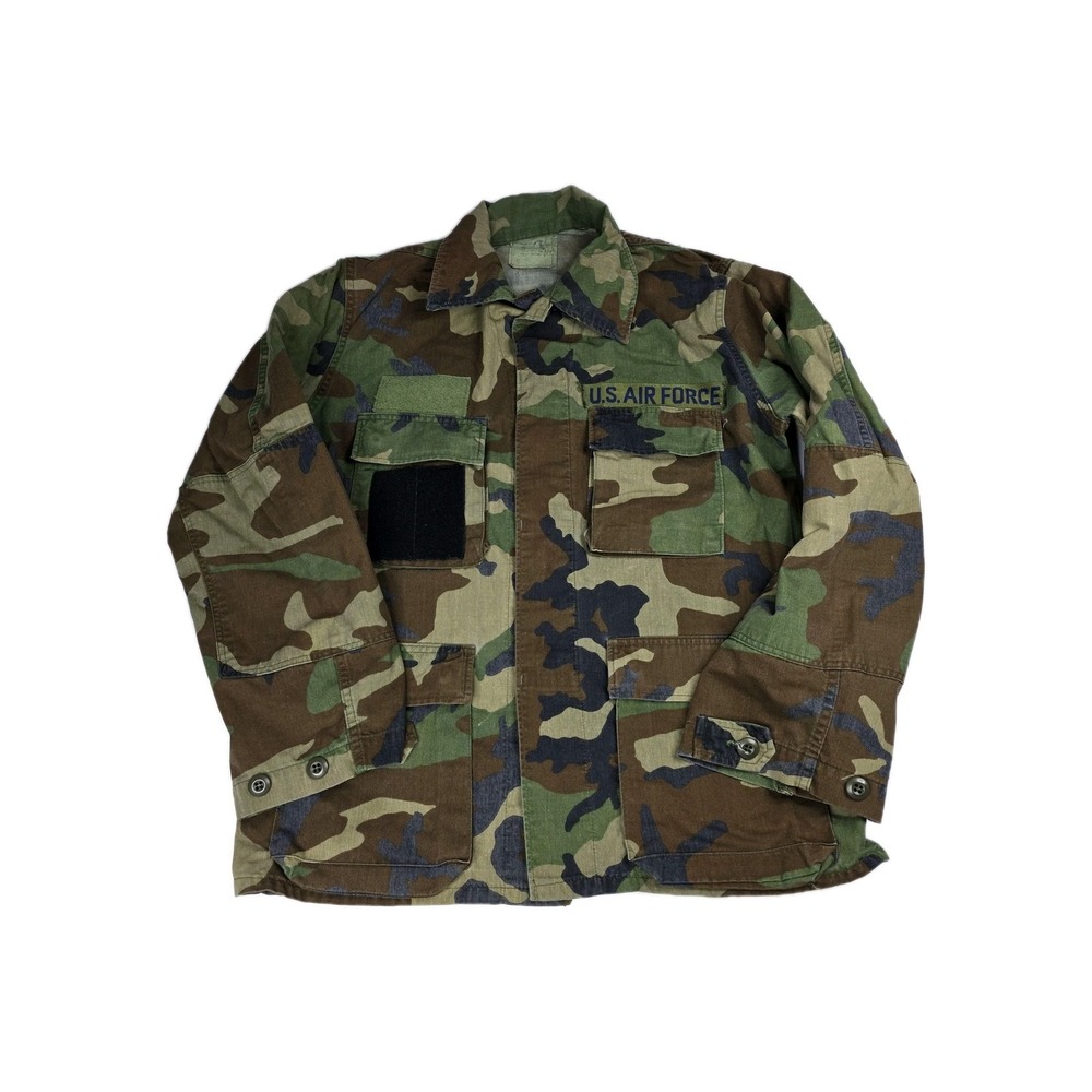 Vintage US Air Force Jacket Mens‎ Medium Woodland Camo Combat Coat Military 90s